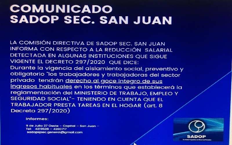 <h3>SADOP:</h3> “Los docentes de los Colegios Privados deben cobrar el total de sus haberes”