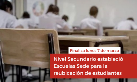 Nivel Secundario estableció Escuelas Sede para la reubicación de estudiantes