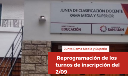 Junta Rama Media y Superior reprogramó turnos de inscripción del 2/09