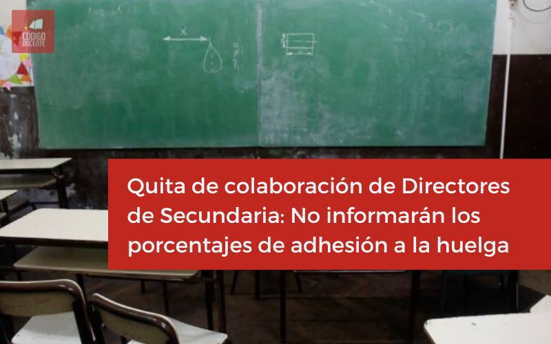 Quite de colaboración de Directores de Secundaria: No informarán los porcentajes de adhesión a la huelga