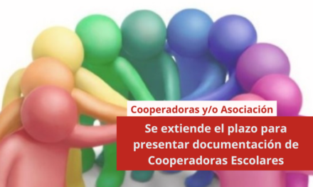 Se extiende el plazo para presentar documentación de Cooperadoras Escolares