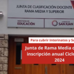 Junta de Rama Media convoca a inscripción anual Ciclo Lectivo 2024