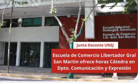 Escuela de Comercio Libertador Gral San Martin ofrece horas Cátedra en Dpto. Comunicación y Expresión