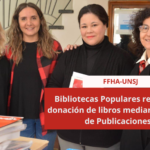 Bibliotecas Populares recibieron donación de libros mediante el Dep. de Publicaciones de la FFHA