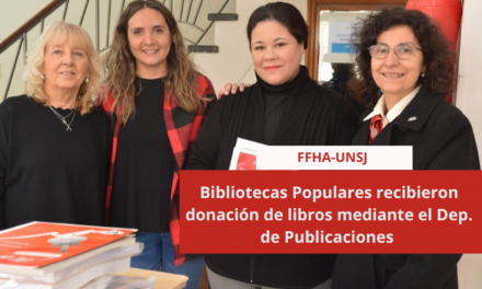 Bibliotecas Populares recibieron donación de libros mediante el Dep. de Publicaciones de la FFHA