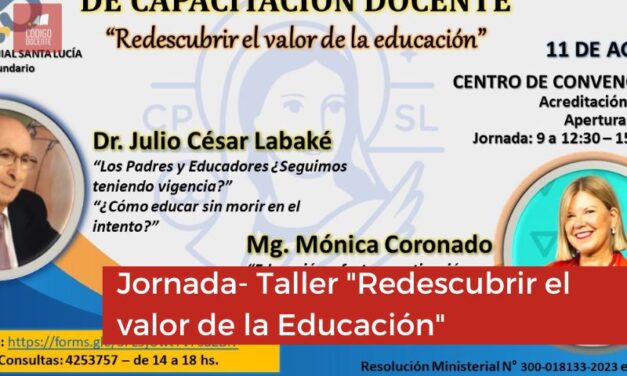 Jornada- Taller “Redescubrir el valor de la Educación”