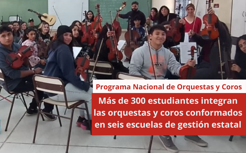 Más de 300 estudiantes integran las orquestas y coros conformados en seis escuelas de gestión estatal