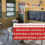Educación convoca a renovar contratos a Servicios Generales, administrativos y profesionales