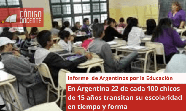 En Argentina 22 de cada 100 chicos de 15 años transitan su escolaridad en tiempo y forma