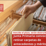 Junta Primaria convoca a retirar carpetas de antecedentes y méritos