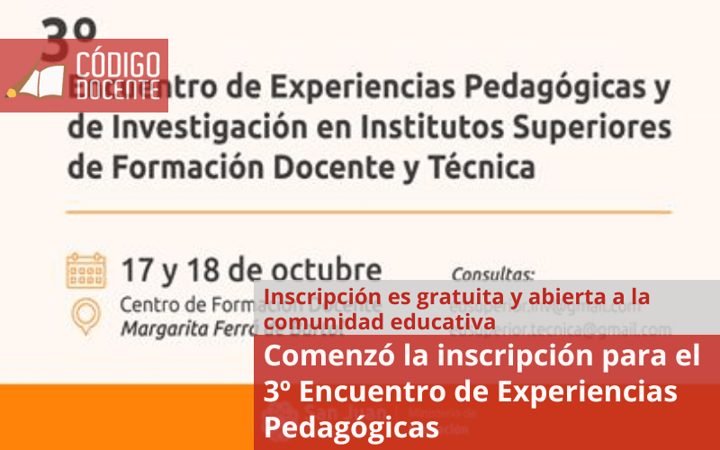 Comenzó la inscripción para el 3º Encuentro de Experiencias Pedagógicas