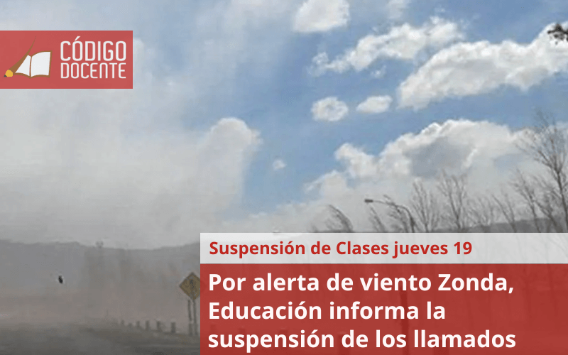 Por alerta de viento Zonda, Educación informa la suspensión de los llamados