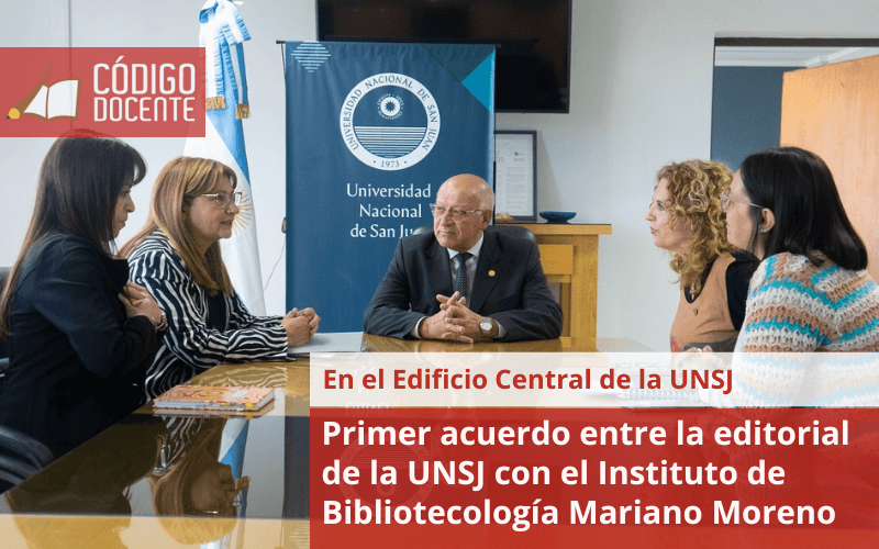 Primer acuerdo entre la editorial de la UNSJ con el Instituto de Bibliotecología Mariano Moreno