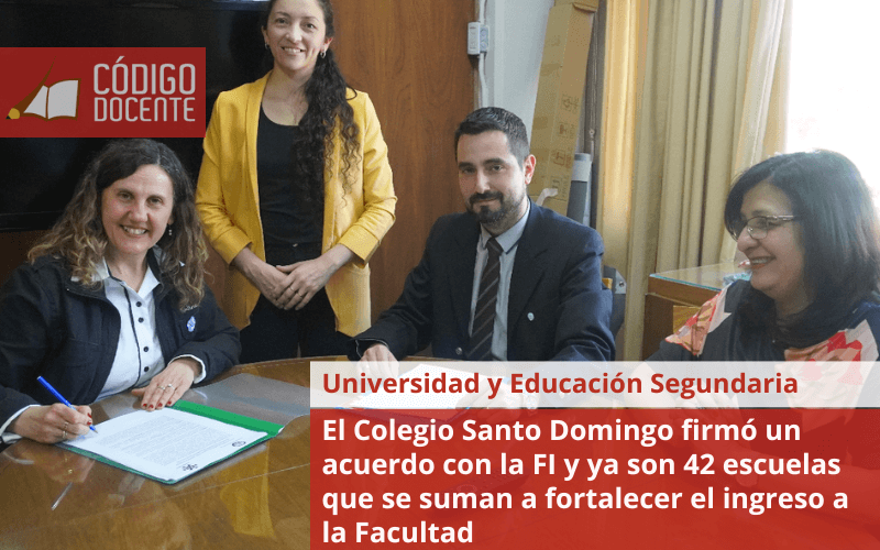 El Colegio Santo Domingo firmó un acuerdo con la FI y ya son 42 escuelas que se suman a fortalecer el ingreso a la Facultad