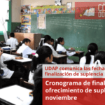 Cronograma de finalización de ofrecimiento de suplencias en noviembre: UDAP detalla el cronograma