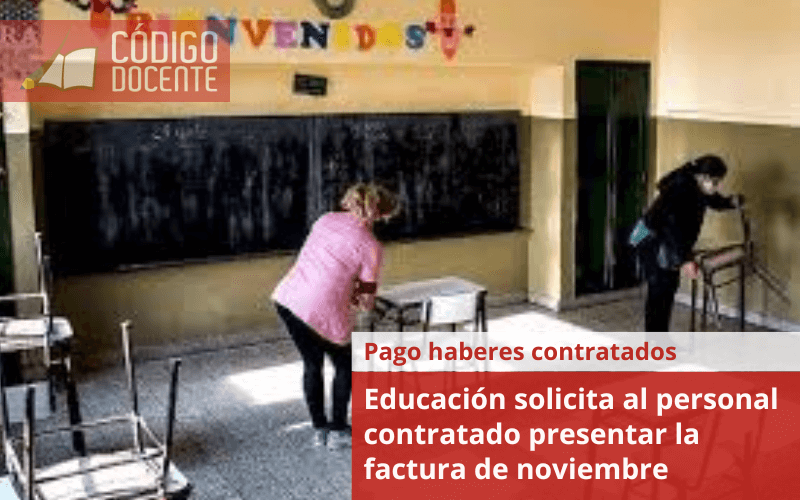 Educación solicita al personal contratado presentar la factura de noviembre