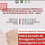 Habrá Jornada de Divulgación Científica de Investigación en Música