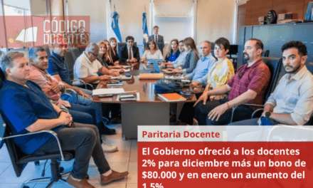 El Gobierno ofreció a los docentes 2% para diciembre más un bono de $80.000 y en enero un aumento del 1,5%