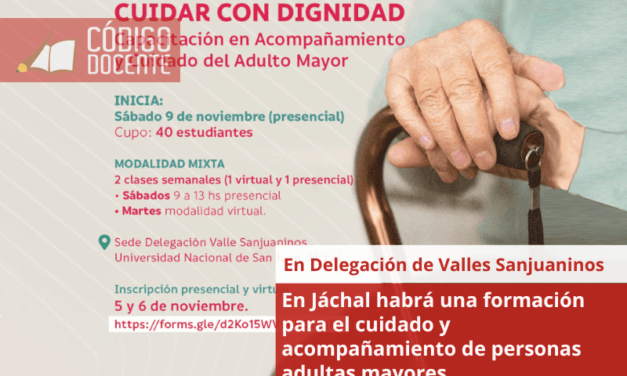 En Jáchal habrá una formación para el cuidado y acompañamiento de personas adultas mayores