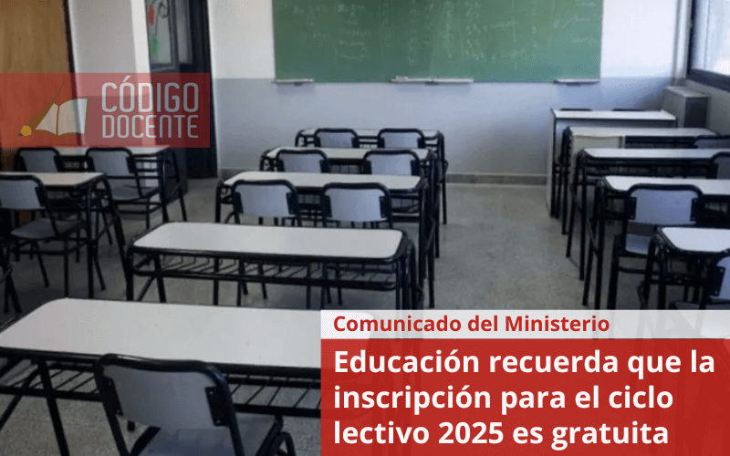 Educación recuerda que la inscripción para el ciclo lectivo 2025 es gratuita