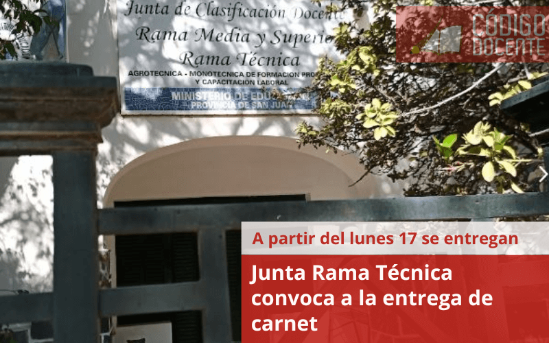 Junta Rama Técnica convoca a la entrega de carnet