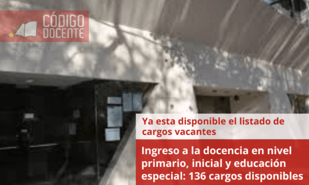 Ingreso a la docencia en nivel primario, inicial y educación especial: 136 cargos disponibles