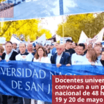Docentes universitarios convocan a un paro nacional de 48 horas el 19 y 20 de mayo